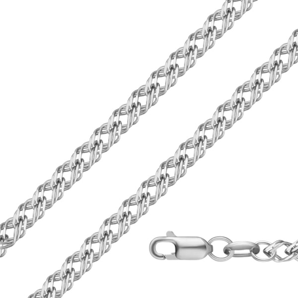 Браслет из белого золота, плетение «Ромб тройной»